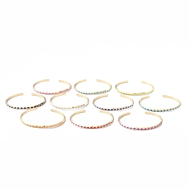 Bracelets manchette en laiton, bracelets ouverts en émail pour femmes hommes, réel 18 k plaqué or