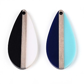 Кулоны из непрозрачной смолы и дерева, слеза, два тона