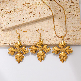 304 Colliers pendentifs et boucles d'oreilles pendantes en acier inoxydable, fleur