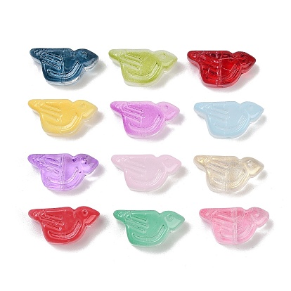 Прозрачные стеклянные бусины, птица, спекающийся лак