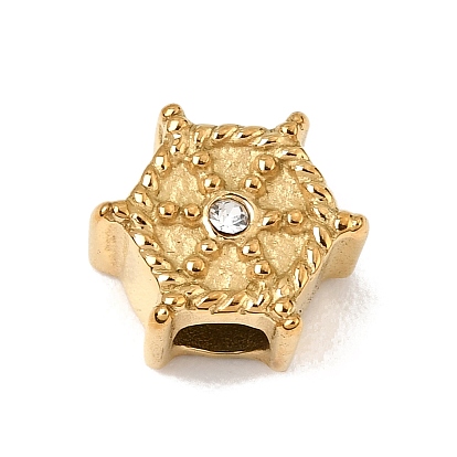 304 Stainless Steel with Crystal Rhinestone European Beads, Large Hole Beads, Helm