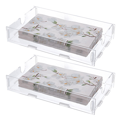 2 Bags Rectangle Acrylic Napkin Storage Box