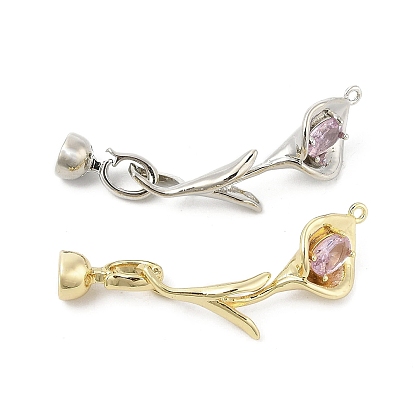 Латунные микро проложить кубического циркония раз за застежками, без кадмия, без никеля и без свинца, цветок