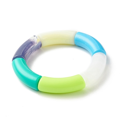 Acrylic Tube Beaded Stretch Bracelets