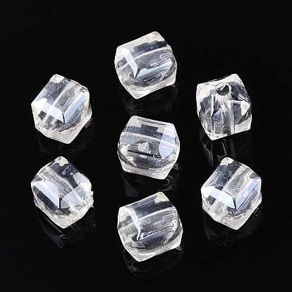Прозрачные акриловые бусины, кубические, граненые