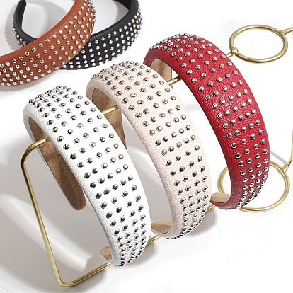 Резинки для волос с заклепками из сплава, аксессуары для волос для женщин и девочек