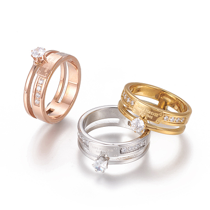 304 палец кольца из нержавеющей стали, с кубического циркония