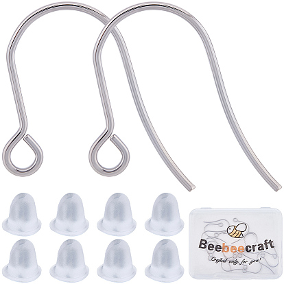 20 шт 316 хирургические крючки для серег из нержавеющей стали, с 20 пластиковыми ушными гайками