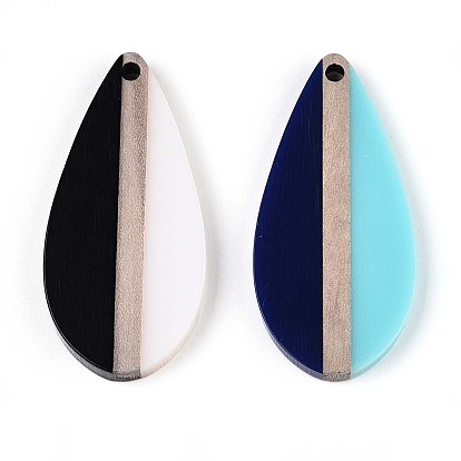 Кулоны из непрозрачной смолы и дерева, слеза, два тона