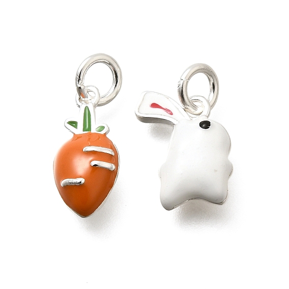 925 брелоки из стерлингового серебра с эмалью., с перемычками и 925 штампом, серебряный цвет гальваническим