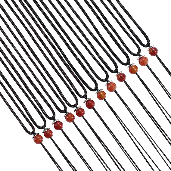 24 шт. 2 цвета полиэстеровые ожерелья, с натуральными агатовыми бусинами и фурнитурой из сплава