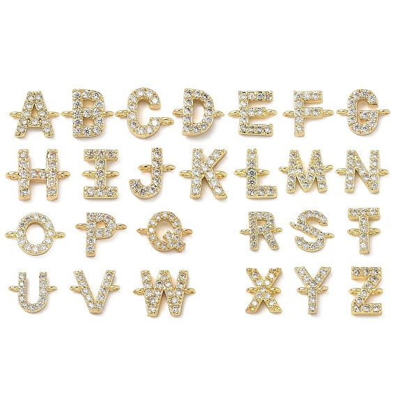 Латунные подвески-буквы с микропаве из прозрачного кубического циркония, без кадмия и без свинца, долговечный, стойки покрытие