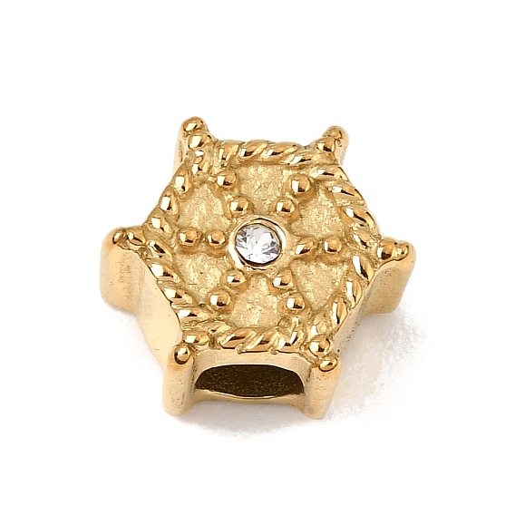 304 Stainless Steel with Crystal Rhinestone European Beads, Large Hole Beads, Helm