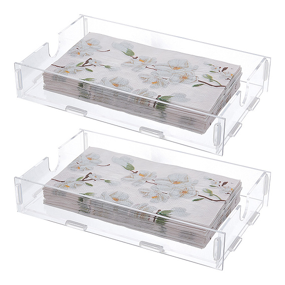 2 Bags Rectangle Acrylic Napkin Storage Box