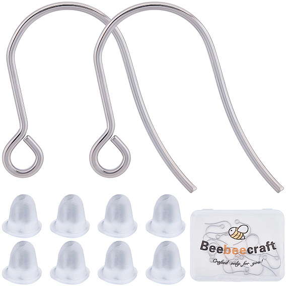 20 шт 316 хирургические крючки для серег из нержавеющей стали, с 20 пластиковыми ушными гайками