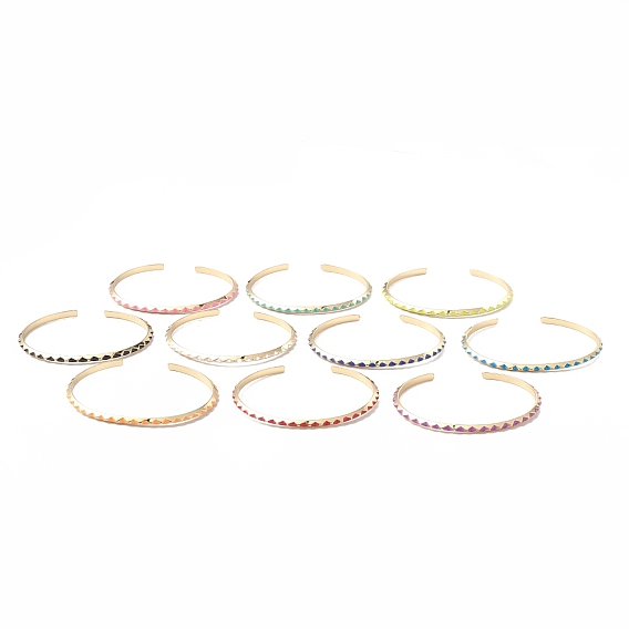 Brass Cuff Bangles, Enamel Open Bangles for Women Men, Real 18K Gold Plated