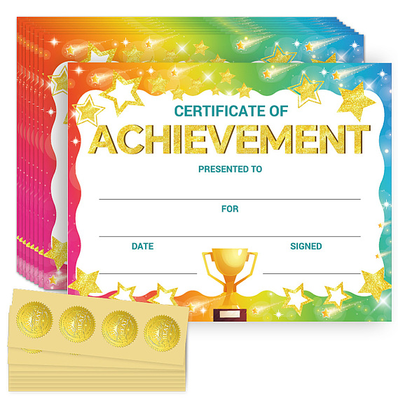 1установить владельцев сертификатов о награждении, обладатели дипломов, прямоугольные, 8 листы самоклеящиеся наклейки с тиснением золотой фольгой