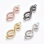 Brass Micro Pave Cubic Zirconia Links, Long-Lasting Plated, Infinity, Lead Free & Nickel Free & Cadmium Free, Clear