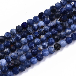 Natural Sodalite Beads Strands, Faceted, Round