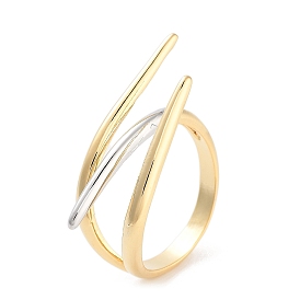 Brass Open Cuff Ring for Women, Real 18K Gold Plated & Platinum