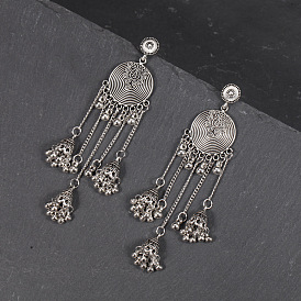 Bohemian Vintage Ethnic Butterfly Earrings with Tassel and Bell Charms
