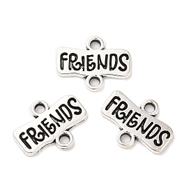 Tibetan Style Alloy Connector Charms, Rectangle Links with Word FRIENDS
