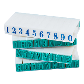 CHGCRAFT Plastic Detachable Number 0~9 Digits & A~Z Digits Numerals Stamp Set, Rectangle