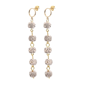 Brass Dangle Stud Earring, with Ear Nuts and Undyed & Natural Moon and Star Xingyue Bodhi Beads