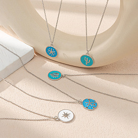 Ocean series blue dripping oil necklace female design sense niche high quality sweater chain tide