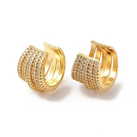 Clear Cubic Zirconia Multi Line Thick Cuff Earrings, Rack Plating Brass Jewelry, Cadmium Free & Lead Free