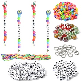 Наборы для изготовления украшений из подвесок своими руками, в том числе пластиковые бусины, стеклянные шампала бусины, Акриловые бусины, Нейлоновая нить, 304 из нержавеющей стали открыты кольца прыжок