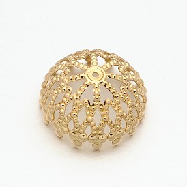 Multi-Petal Brass Hollow Bead Caps, Long-Lasting Plated, 20x10mm, Hole: 1mm