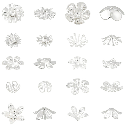 60шт 10 стили латунный колпачок для бусины, долговечный, 5-лепестков цветка