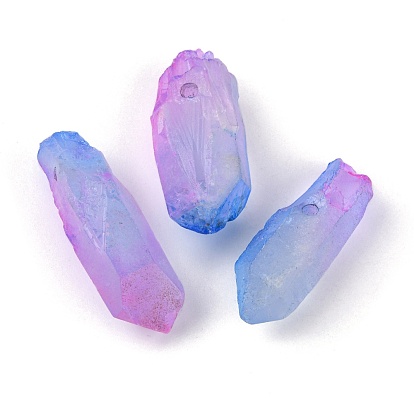 3 pcs galvanoplastie des brins de perles de cristal de quartz naturel, teint, facette, nuggets