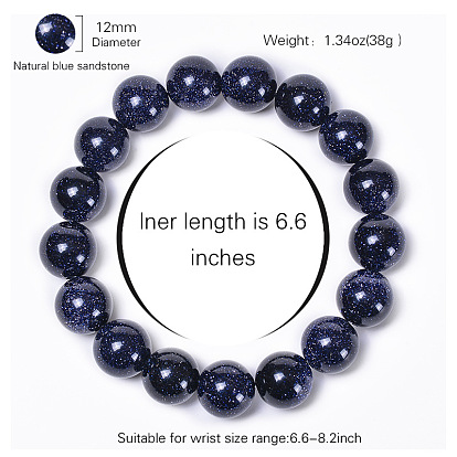 Natural Blue Sandstone Bracelet with Starry Crystal Beads DIY Handmade Lucky Charm 8/10/12MM