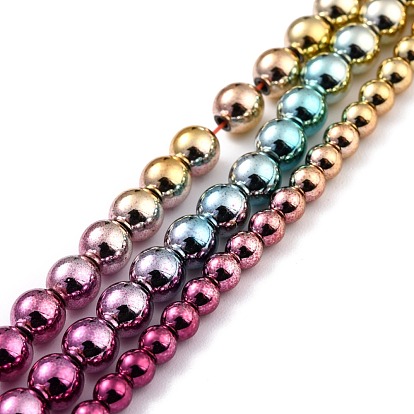 Rainbow Color Baking Painted Electroplate Non-magnetic Synthetic Hematite Beads Strands, (Color Retention for 1 Year), Round