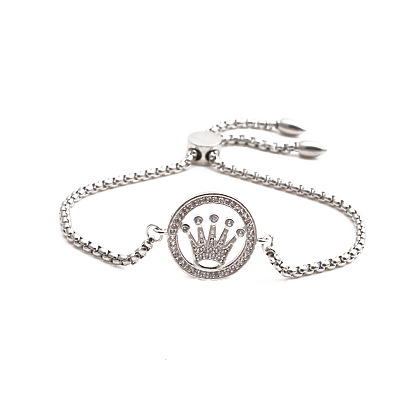 Stainless Steel Crown Adjustable Women's Bracelet with Chain