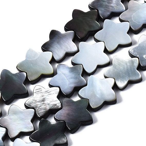 Natural Black Lip Shell Beads Strands, Star