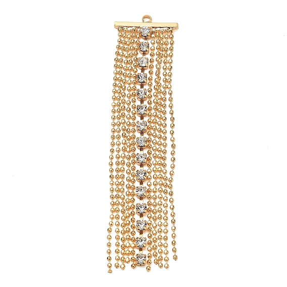 Brass Micro Pave Clear Cubic Zirconia Big Pendants, Tassel Charms