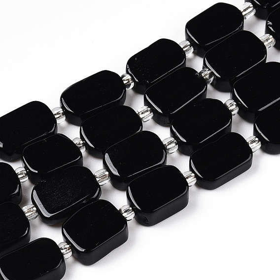 Природные обсидиана бисер нитей, с бисером, прямоугольные