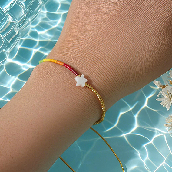 Браслеты из бисера и стеклянных бусин в стиле бохо для женщин, с ракушкой и натуральным жемчугом