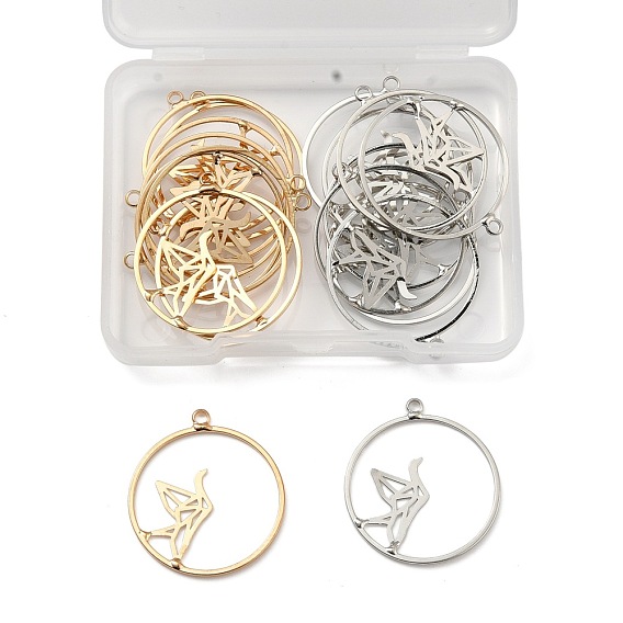 20 шт. 2 цвета полые подвески из сплава, кольцо с бумажным журавлем