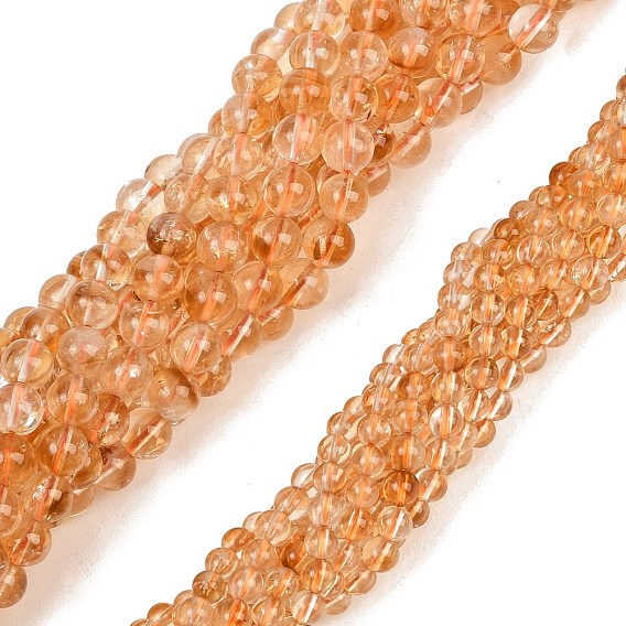 Природный желтый кварц нитей бисера, гладкий круглый, с подогревом