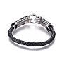 Braided Leather Cord Bracelets, with 304 Stainless Steel Findings, Mixed Shapes