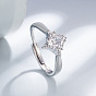 Brass Pave Single Cubic Zirconia Flat Round Finger Rings