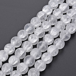 Crackle Glass Beads Strands, Frosted, Round