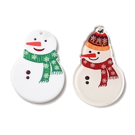 Printed Christmas Themed Acrylic Pendants, Snowman