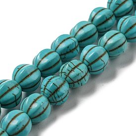 Dyed Synthetic Turquoise Beads Strands, Pumpkin Beads