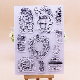 Christmas Santa Claus Silicone Stamps, for DIY Scrapbooking, Photo Album Decorative, Cards Making