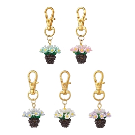 Украшения из стеклянных бусин, с поворотными застежками сплава, растение в горшке